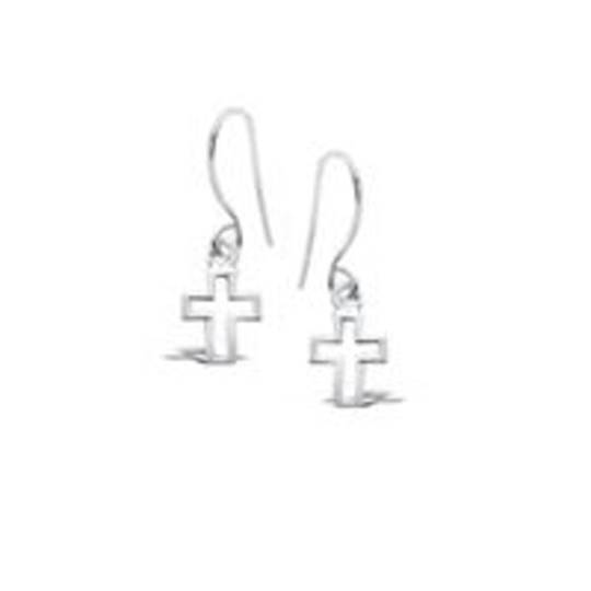 Sterling Silver Cross Drop Earrings (Y)